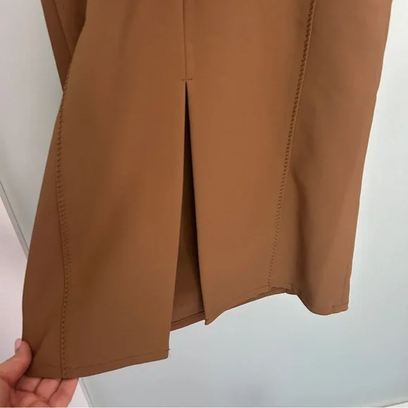 Elisabetta Franchi Abito Donna camel tan bodycon midi dress 40 EU or 6 usa - Picture 6 of 10